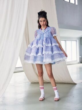 Selkie The Babydoll Sleeper Dress In Chateau Rose Coquette  Kawaii Floral Dress